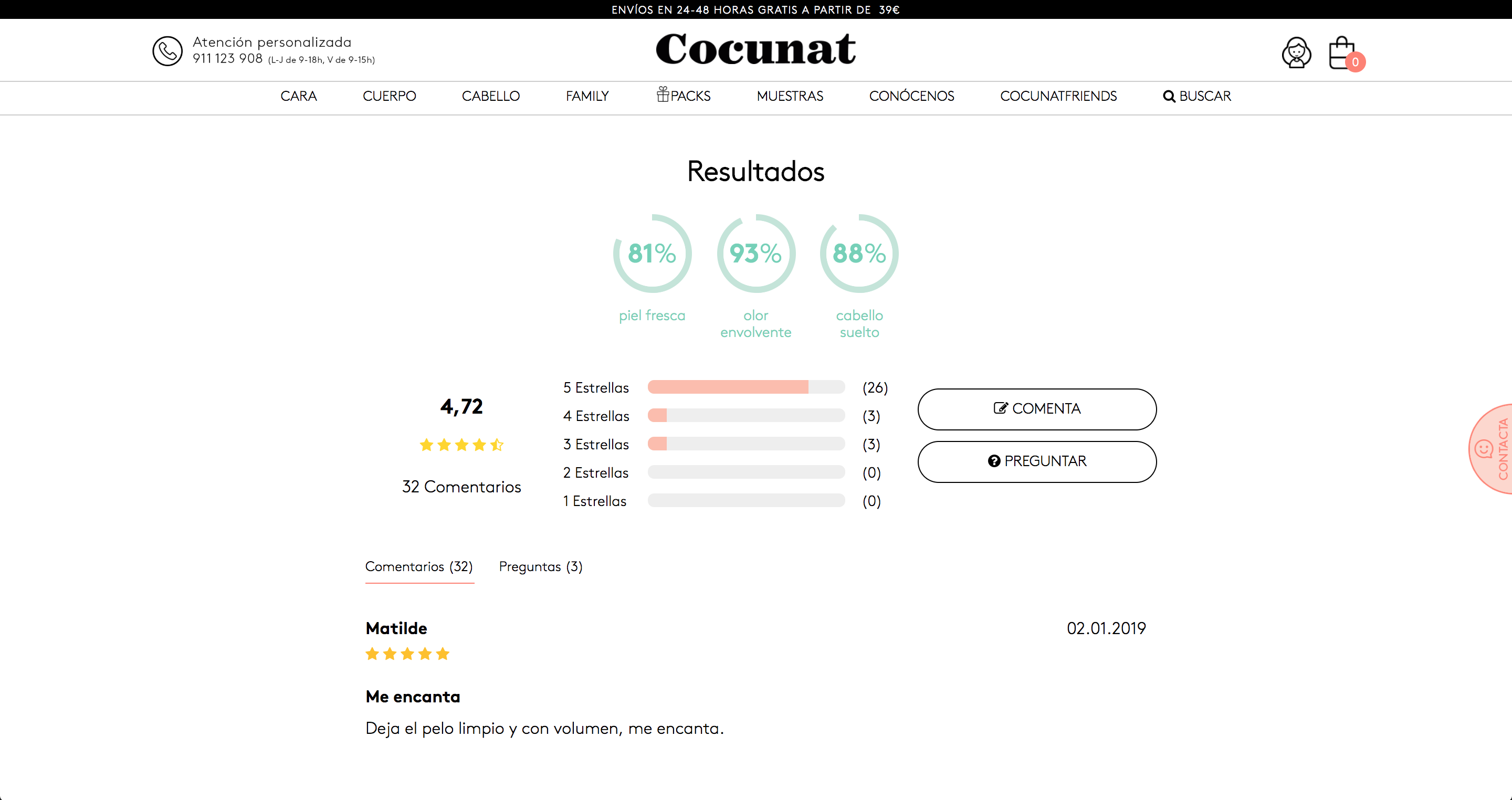 El módulo de opiniones de Cocunat